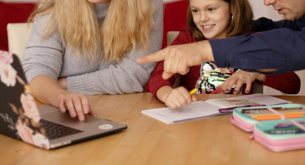 Innovative home teaching moment as a parent teaching their child.